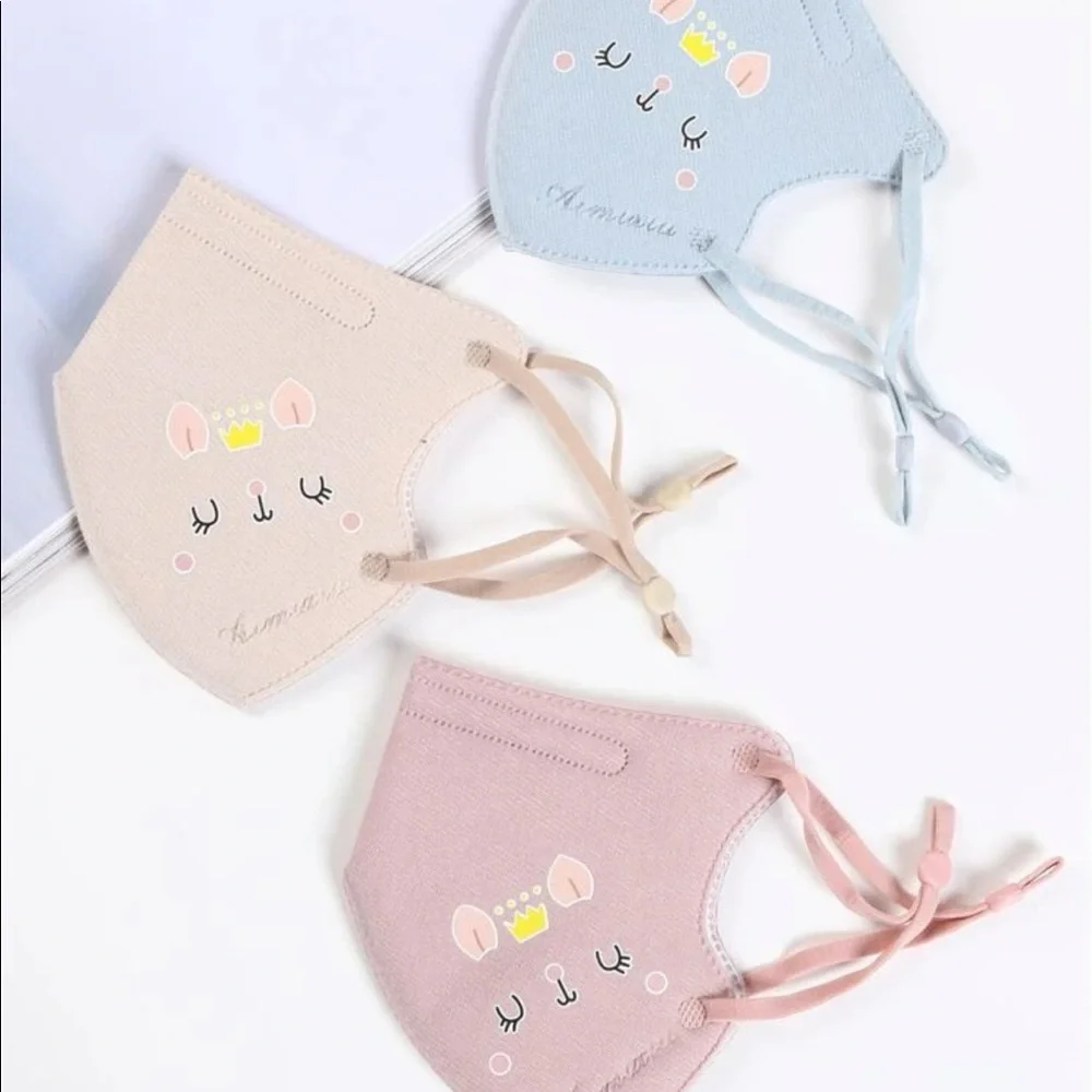3 pcs toddlers cartoon graphic face mask